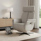 28" Light Gray Genuine Leather Power Swivel Recliner