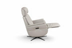 28" Light Gray Genuine Leather Power Swivel Recliner