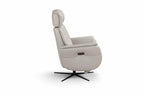 28" Light Gray Genuine Leather Power Swivel Recliner