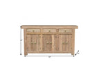 72" Brown Solid Wood Paneled Three Drawer Sideboard With Six Doors