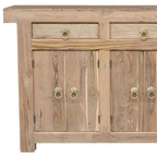 72" Brown Solid Wood Paneled Three Drawer Sideboard With Six Doors