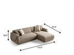 Taupe Boucle L Shaped Two Piece Sofa and Chaise Sectional With Toss Pillows