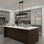 Black Metal Five Light Geometric And Kitchen Island Ceiling Light