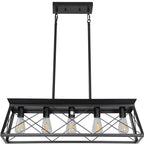 Black Metal Five Light Geometric And Kitchen Island Ceiling Light