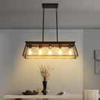 Black Metal Five Light Geometric And Kitchen Island Ceiling Light