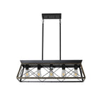 Black Metal Five Light Geometric And Kitchen Island Ceiling Light