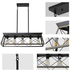 Black Metal Five Light Geometric And Kitchen Island Ceiling Light