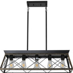 Black Metal Five Light Geometric And Kitchen Island Ceiling Light