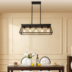 Black Metal Five Light Geometric And Kitchen Island Ceiling Light