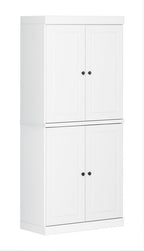 72" White Solid Wood Four Door Pantry Or Storage Closet