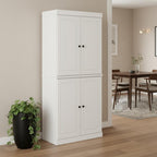 72" White Solid Wood Four Door Pantry Or Storage Closet