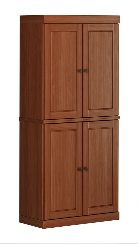 72" White Solid Wood Four Door Pantry Or Storage Closet