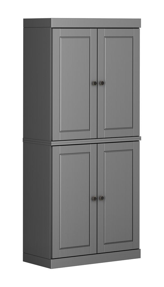 72" White Solid Wood Four Door Pantry Or Storage Closet