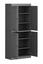 72" White Solid Wood Four Door Pantry Or Storage Closet