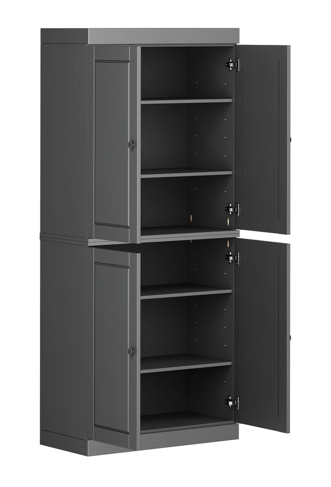 72" White Solid Wood Four Door Pantry Or Storage Closet