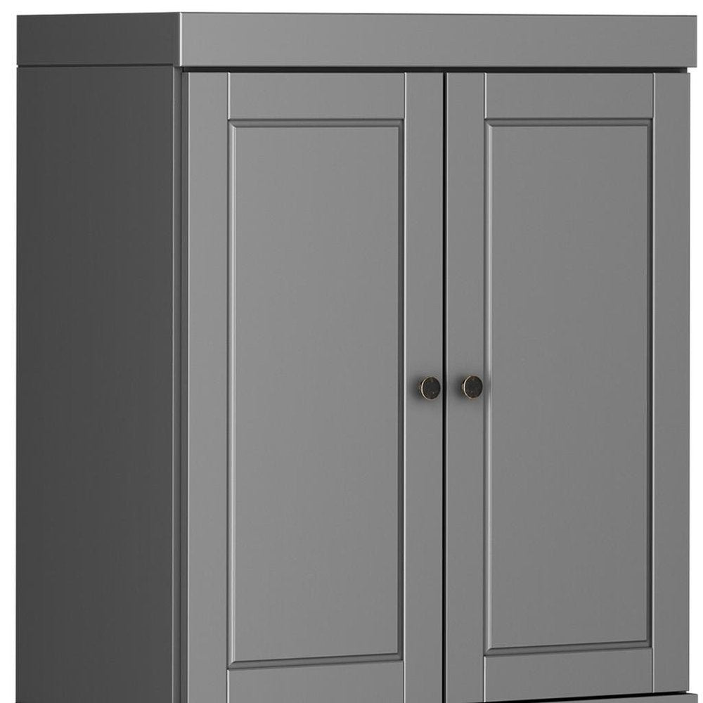 72" White Solid Wood Four Door Pantry Or Storage Closet