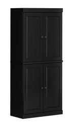 72" White Solid Wood Four Door Pantry Or Storage Closet
