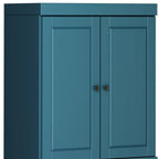 72" Teal Blue Solid Wood Four Door Pantry Or Storage Closet