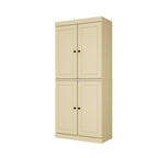 72" Yellow Solid Wood Four Door Pantry Or Storage Closet