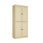72" Yellow Solid Wood Four Door Pantry Or Storage Closet