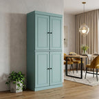 72" Yellow Solid Wood Four Door Pantry Or Storage Closet