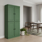 72" Yellow Solid Wood Four Door Pantry Or Storage Closet