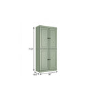72" Yellow Solid Wood Four Door Pantry Or Storage Closet