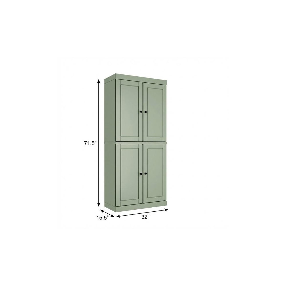 72" Yellow Solid Wood Four Door Pantry Or Storage Closet