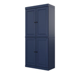 72" Yellow Solid Wood Four Door Pantry Or Storage Closet