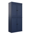 72" Yellow Solid Wood Four Door Pantry Or Storage Closet
