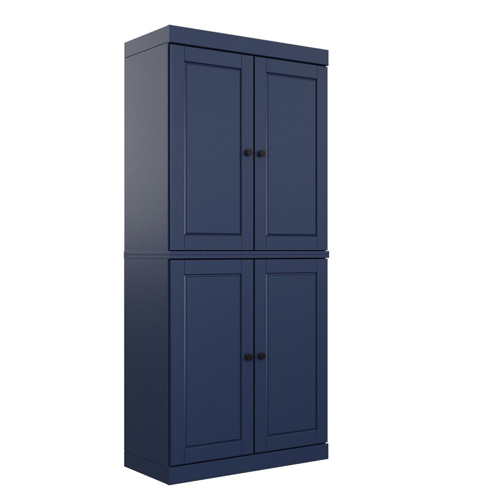 72" Yellow Solid Wood Four Door Pantry Or Storage Closet