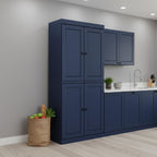 72" Yellow Solid Wood Four Door Pantry Or Storage Closet