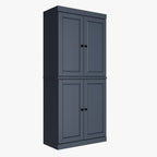 72" Yellow Solid Wood Four Door Pantry Or Storage Closet