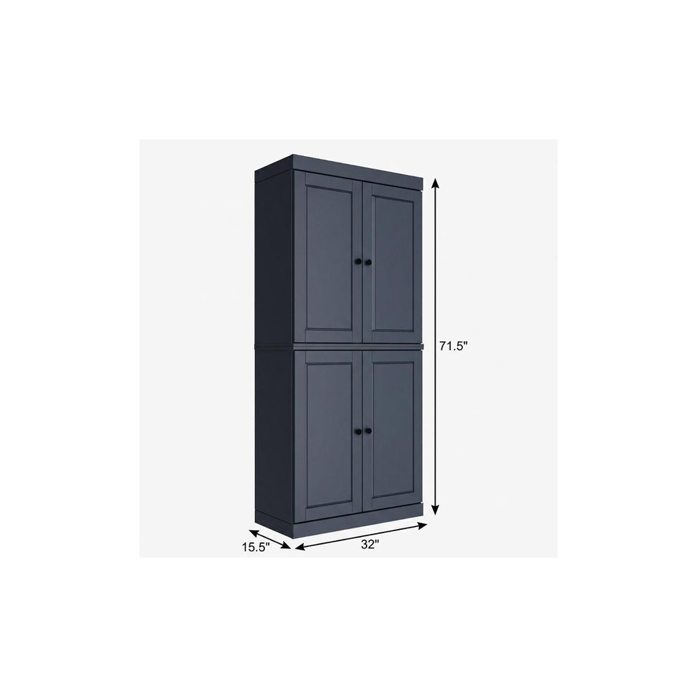 72" Yellow Solid Wood Four Door Pantry Or Storage Closet