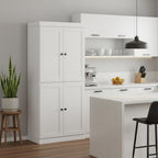 72" White Solid Wood Four Door Pantry Or Storage Closet