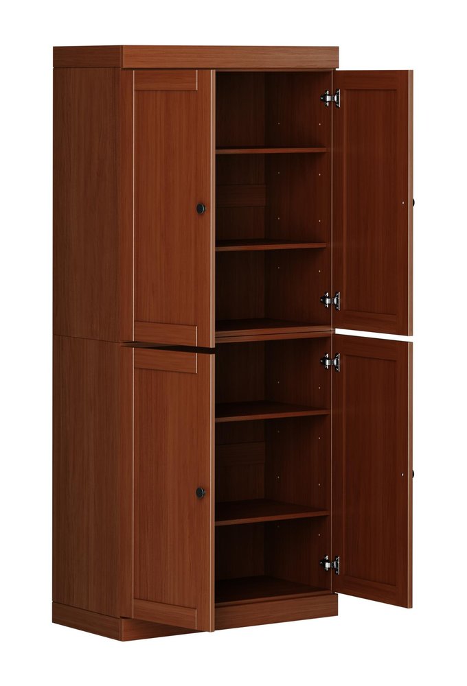 72" White Solid Wood Four Door Pantry Or Storage Closet