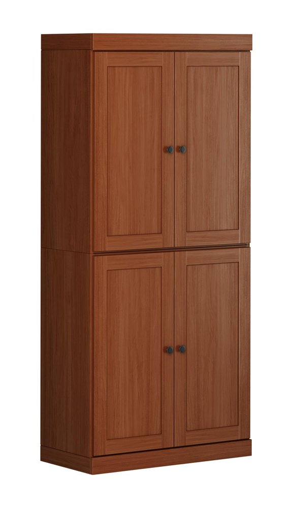 72" White Solid Wood Four Door Pantry Or Storage Closet