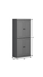 72" White Solid Wood Four Door Pantry Or Storage Closet