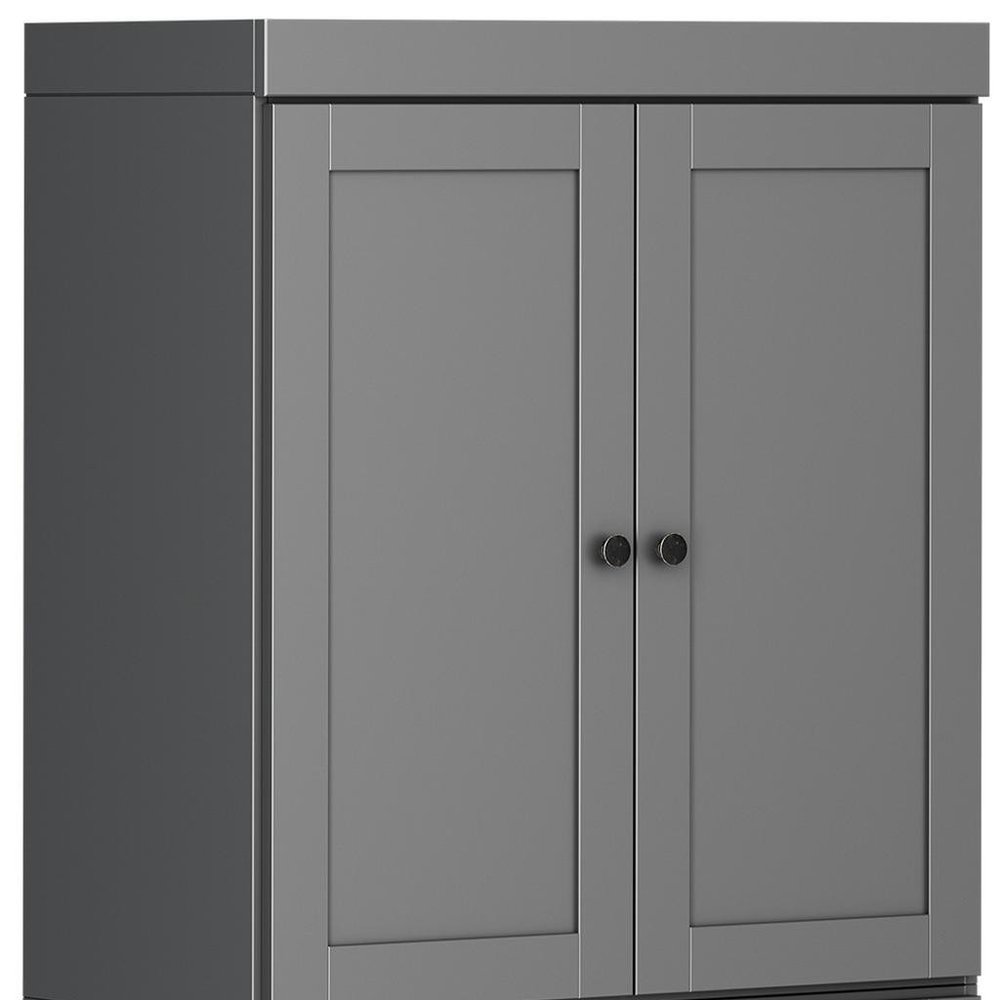 72" White Solid Wood Four Door Pantry Or Storage Closet
