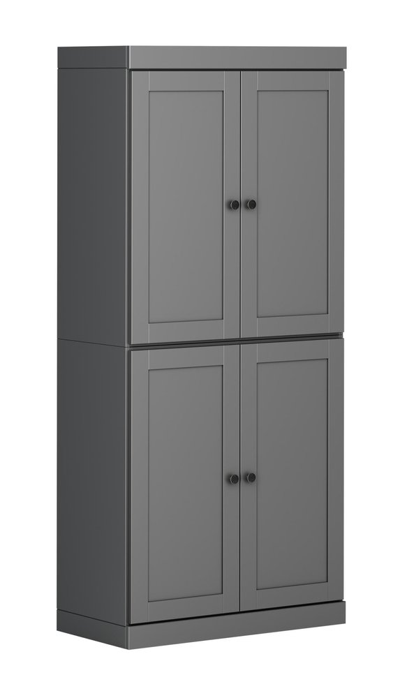 72" White Solid Wood Four Door Pantry Or Storage Closet