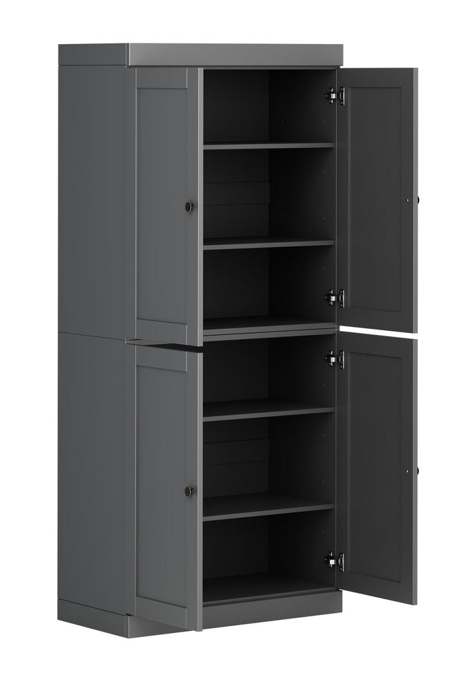 72" White Solid Wood Four Door Pantry Or Storage Closet