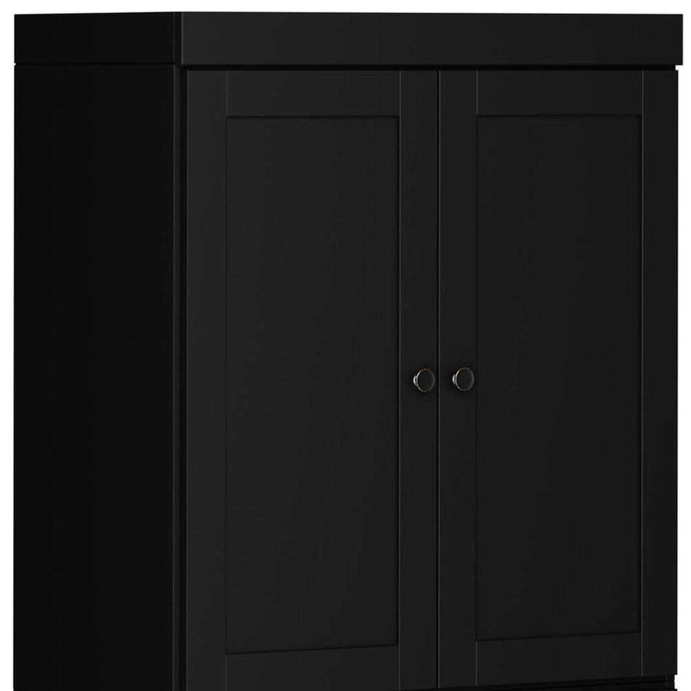 72" White Solid Wood Four Door Pantry Or Storage Closet