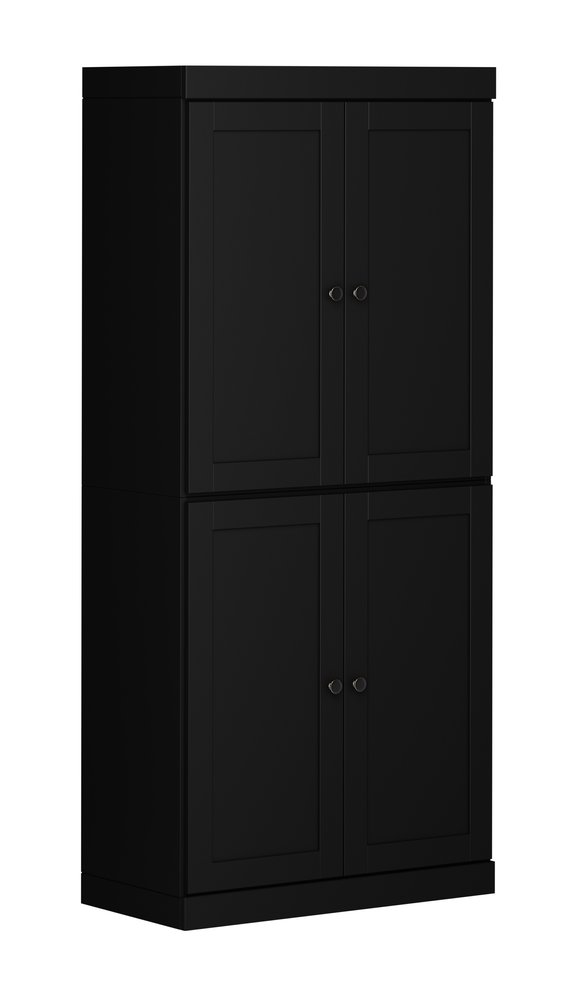 72" White Solid Wood Four Door Pantry Or Storage Closet