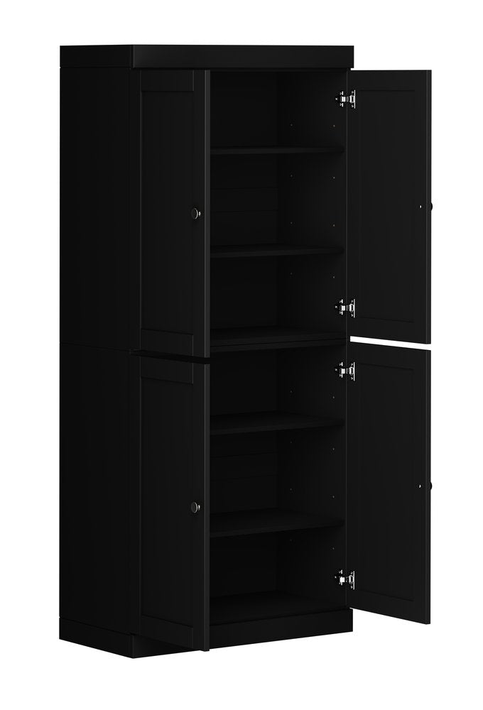 72" White Solid Wood Four Door Pantry Or Storage Closet