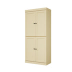 72" Teal Blue Solid Wood Four Door Pantry Or Storage Closet