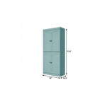 72" Teal Blue Solid Wood Four Door Pantry Or Storage Closet