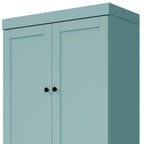 72" Teal Blue Solid Wood Four Door Pantry Or Storage Closet