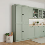 72" Teal Blue Solid Wood Four Door Pantry Or Storage Closet