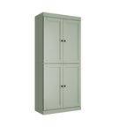 72" Teal Blue Solid Wood Four Door Pantry Or Storage Closet