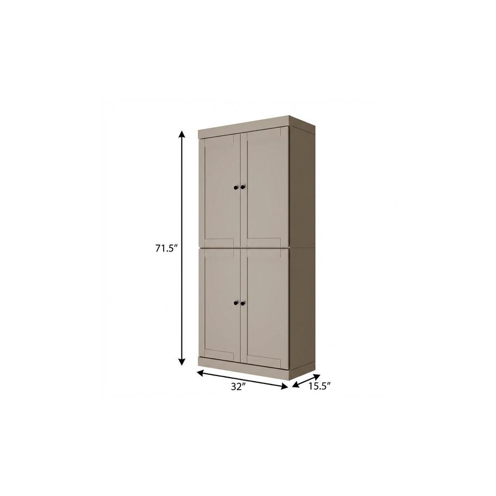 72" Teal Blue Solid Wood Four Door Pantry Or Storage Closet